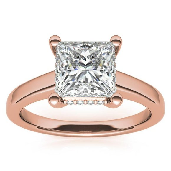 3.0Carat -9.0mm Princess Cut Moissanite Engagement Ring With Hidden Halo - Picture 11 of 16